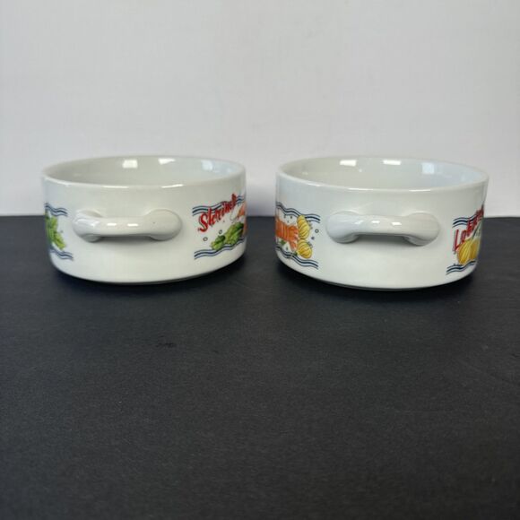 2 Prejecting 2500‎ Limited Bowls With Handles Soup Chowder Dish SHRIMP & LOBSTER - Picture 4 of 14